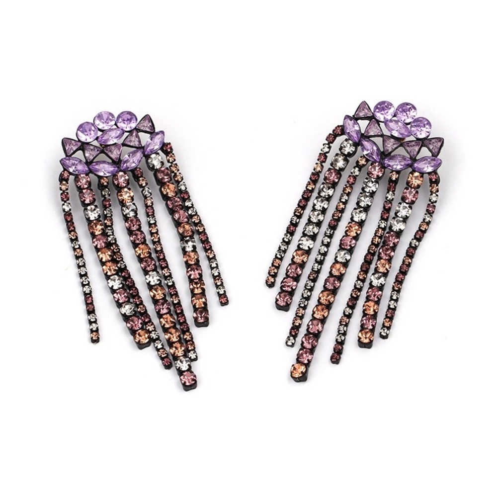 2/$35 🖤 ZARA Pink Rhinestone Waterfall Earrings - Picture 7 of 11